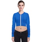 Blue Abstract, Background Pattern Long Sleeve Zip Up Bomber Jacket