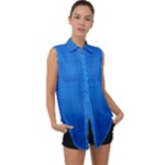 Blue Abstract, Background Pattern Sleeveless Chiffon Button Shirt