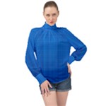 Blue Abstract, Background Pattern High Neck Long Sleeve Chiffon Top