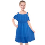 Blue Abstract, Background Pattern Kids  Cut Out Shoulders Chiffon Dress
