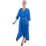 Blue Abstract, Background Pattern Quarter Sleeve Wrap Front Maxi Dress