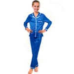 Blue Abstract, Background Pattern Kids  Satin Long Sleeve Pajamas Set