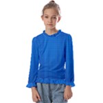Blue Abstract, Background Pattern Kids  Frill Detail T-Shirt
