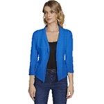 Blue Abstract, Background Pattern Women s Casual 3/4 Sleeve Spring Jacket