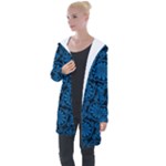 Blue Floral Pattern Floral Greek Ornaments Longline Hooded Cardigan