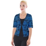 Blue Floral Pattern Floral Greek Ornaments Cropped Button Cardigan