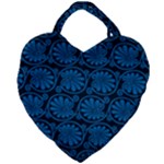 Blue Floral Pattern Floral Greek Ornaments Giant Heart Shaped Tote