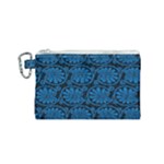 Blue Floral Pattern Floral Greek Ornaments Canvas Cosmetic Bag (Small)