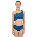 Blue Floral Pattern Floral Greek Ornaments Spliced Up Two Piece Swimsuit