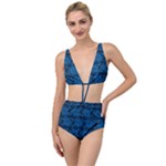 Blue Floral Pattern Floral Greek Ornaments Tied Up Two Piece Swimsuit