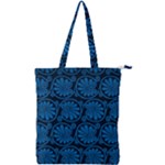 Blue Floral Pattern Floral Greek Ornaments Double Zip Up Tote Bag
