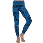 Blue Floral Pattern Floral Greek Ornaments Kids  Lightweight Velour Classic Yoga Leggings