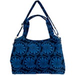 Blue Floral Pattern Floral Greek Ornaments Double Compartment Shoulder Bag