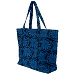 Blue Floral Pattern Floral Greek Ornaments Zip Up Canvas Bag