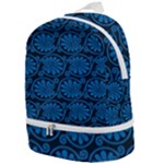 Blue Floral Pattern Floral Greek Ornaments Zip Bottom Backpack