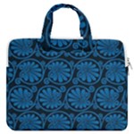 Blue Floral Pattern Floral Greek Ornaments MacBook Pro 16  Double Pocket Laptop Bag 
