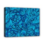 Blue Floral Pattern Texture, Floral Ornaments Texture Canvas 10  x 8  (Stretched)