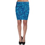 Blue Floral Pattern Texture, Floral Ornaments Texture Bodycon Skirt
