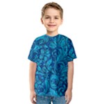 Blue Floral Pattern Texture, Floral Ornaments Texture Kids  Sport Mesh T-Shirt