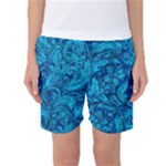Blue Floral Pattern Texture, Floral Ornaments Texture Women s Basketball Shorts
