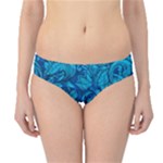 Blue Floral Pattern Texture, Floral Ornaments Texture Hipster Bikini Bottoms