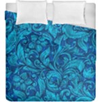 Blue Floral Pattern Texture, Floral Ornaments Texture Duvet Cover Double Side (King Size)