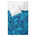 Blue Floral Pattern Texture, Floral Ornaments Texture Duvet Cover Double Side (Single Size)