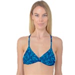Blue Floral Pattern Texture, Floral Ornaments Texture Reversible Tri Bikini Top