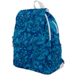 Blue Floral Pattern Texture, Floral Ornaments Texture Top Flap Backpack