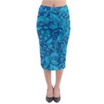 Blue Floral Pattern Texture, Floral Ornaments Texture Midi Pencil Skirt