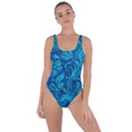 Blue Floral Pattern Texture, Floral Ornaments Texture Bring Sexy Back Swimsuit