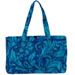 Blue Floral Pattern Texture, Floral Ornaments Texture Canvas Work Bag