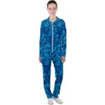 Blue Floral Pattern Texture, Floral Ornaments Texture Casual Jacket and Pants Set