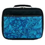Blue Floral Pattern Texture, Floral Ornaments Texture Lunch Bag