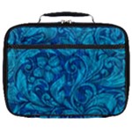 Blue Floral Pattern Texture, Floral Ornaments Texture Full Print Lunch Bag