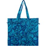 Blue Floral Pattern Texture, Floral Ornaments Texture Canvas Travel Bag