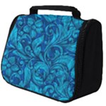 Blue Floral Pattern Texture, Floral Ornaments Texture Full Print Travel Pouch (Big)