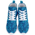 Blue Floral Pattern Texture, Floral Ornaments Texture Women s Lightweight High Top Sneakers