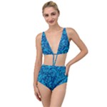 Blue Floral Pattern Texture, Floral Ornaments Texture Tied Up Two Piece Swimsuit