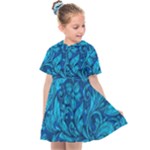 Blue Floral Pattern Texture, Floral Ornaments Texture Kids  Sailor Dress