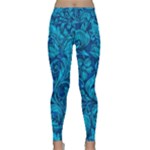 Blue Floral Pattern Texture, Floral Ornaments Texture Lightweight Velour Classic Yoga Leggings