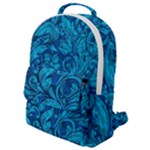 Blue Floral Pattern Texture, Floral Ornaments Texture Flap Pocket Backpack (Small)