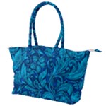 Blue Floral Pattern Texture, Floral Ornaments Texture Canvas Shoulder Bag