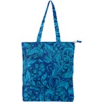 Blue Floral Pattern Texture, Floral Ornaments Texture Double Zip Up Tote Bag