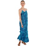 Blue Floral Pattern Texture, Floral Ornaments Texture Cami Maxi Ruffle Chiffon Dress
