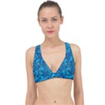 Blue Floral Pattern Texture, Floral Ornaments Texture Classic Banded Bikini Top