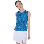Blue Floral Pattern Texture, Floral Ornaments Texture Women s Sleeveless Sports Top