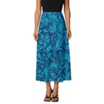 Blue Floral Pattern Texture, Floral Ornaments Texture Classic Midi Chiffon Skirt