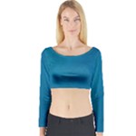 Blue Stone Texture Grunge, Stone Backgrounds Long Sleeve Crop Top