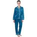 Blue Stone Texture Grunge, Stone Backgrounds Women s Long Sleeve Satin Pajamas Set	